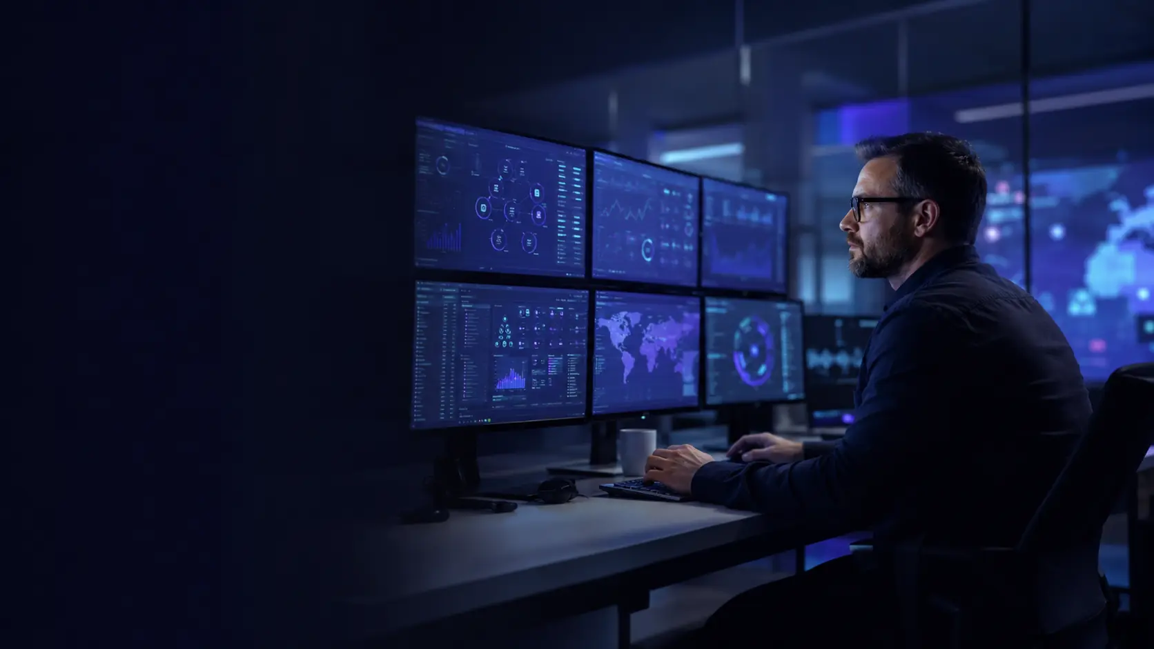 Persona aprendiendo fundamentos de ciberseguridad en un entorno profesional